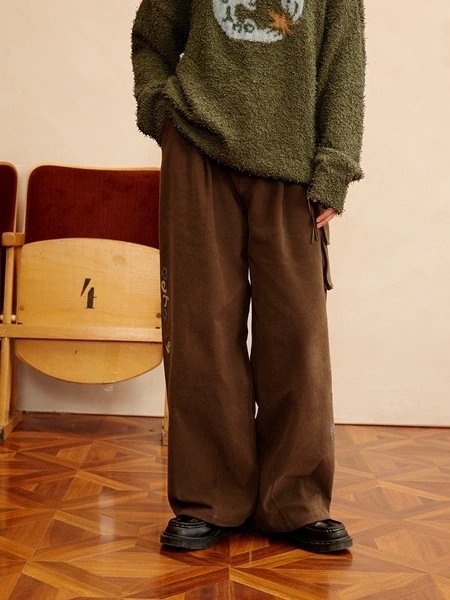 コントラストチェーンルーズカジュアルパンツ