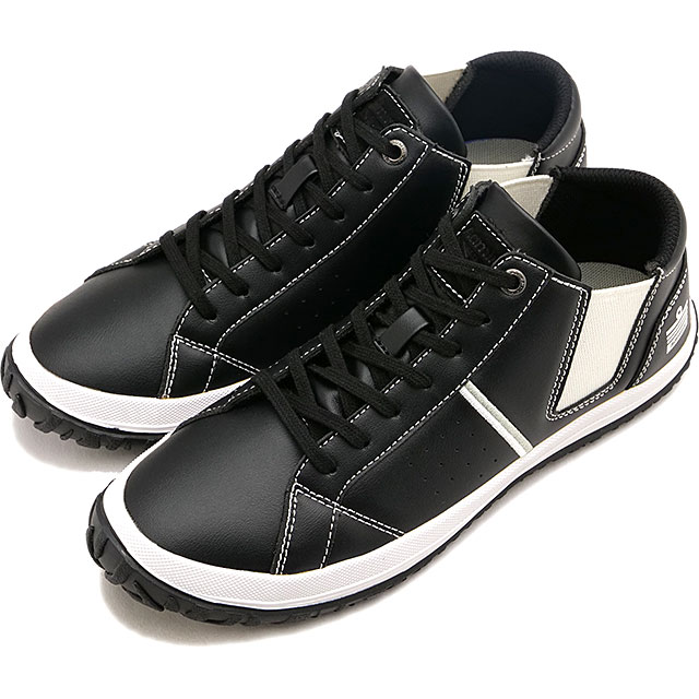 スニーカー エラ [AD-902] ELLA レディース 靴 ミッドカット サイドゴア 抗菌防臭 Black