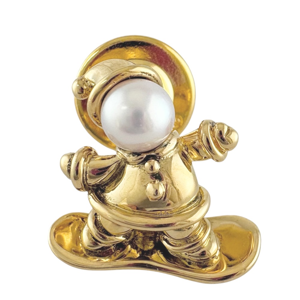 ミキモト ブローチ 18金 K18イエローゴールド アコヤパール MIKIMOTO 中古 美品