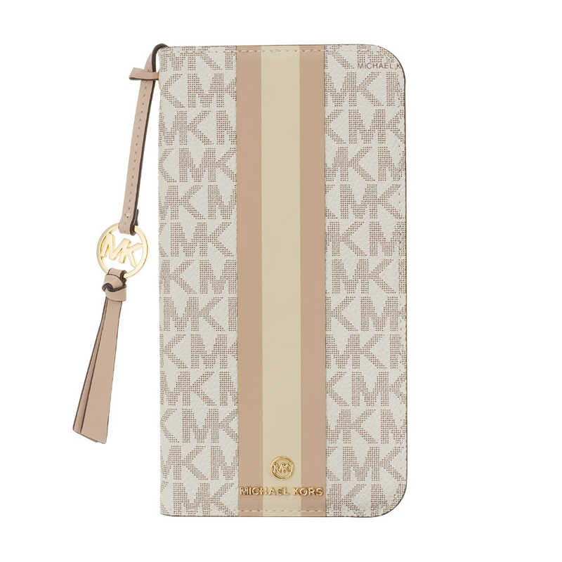 マイケルコース　Folio Case Stripe With Tassel Charm for MagSafe for iPhone 14 Plus 2眼　MKSTTCVNLFLIP2261M