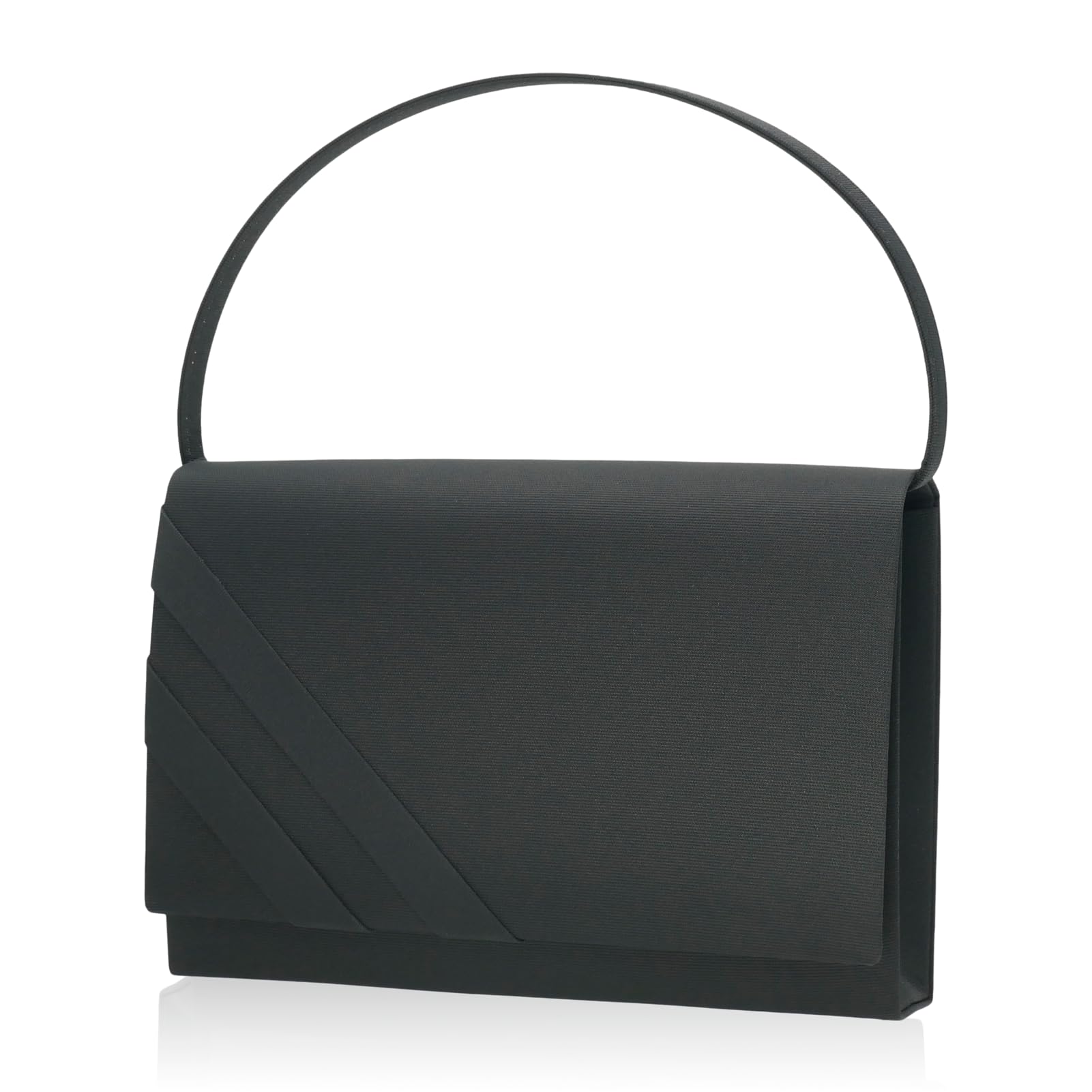 [スタイルふくさ] フォーマルバッグ 3点セット（京都 日本製）レディース Wライン ブラック（袱紗 数珠入れ付き）葬式 入学式 卒業式 KY734