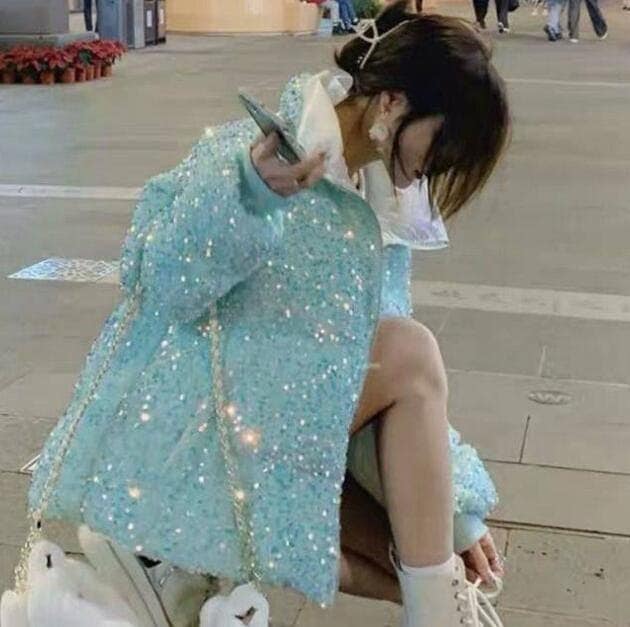 スパンコール 韓国ファッション レディース コート 中綿ダウンジャケット NMF17 4CLR