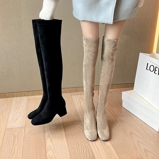 履くだけですらっと美人に スウェード風 ニーハイブーツ ロングブーツ 靴 美脚 脚長 色っぽ 女っぽ カジュアル きれいめ 大人っぽ 上品 カジュアルオシャかわお姉さんゆったりフェミニンフレンチ