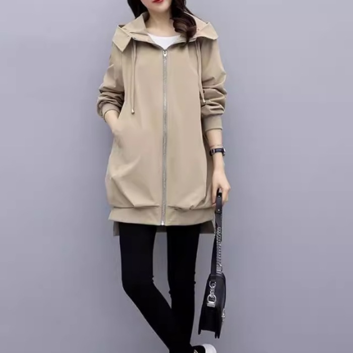レディース ジャケット コート アウター 上着 フード付きコート 羽織 前開き ウィンドブレーカー 長袖 フード ワイド ファスナー ポケット かわいい 大人可愛い きれいめ シンプル カジュアル
