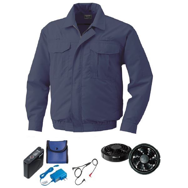 KU9055F 空調服 綿薄手 フルハーネス対応 FAN2300B/LISUPER1 紺色 L