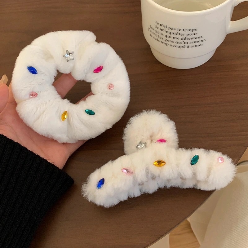 もふもふ　可愛ヘアアクセサリー　人気シュシュ　ヘアクリップ　キラキラ X y s 1 米 vt チークstraykids