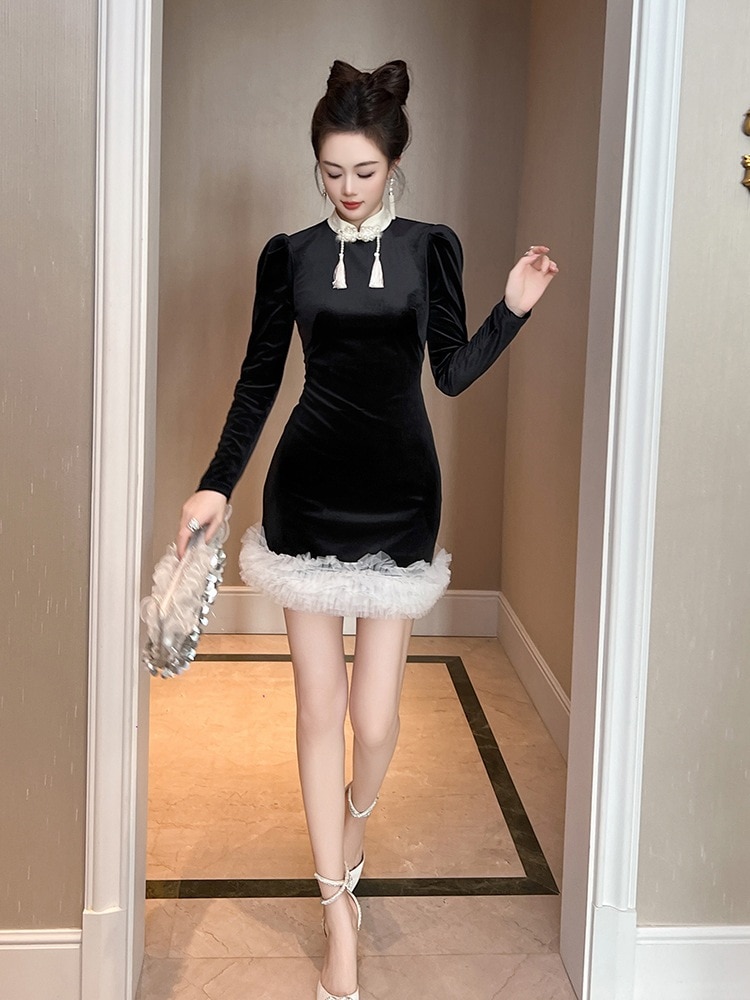 【JY.上品】 2025秋 中華風 チャイナドレス 新年 ドレス パーティー キャバ 大人 同窓会 披露宴 卒業式 結婚式 演奏会 ウェディング 二次会 メガ割