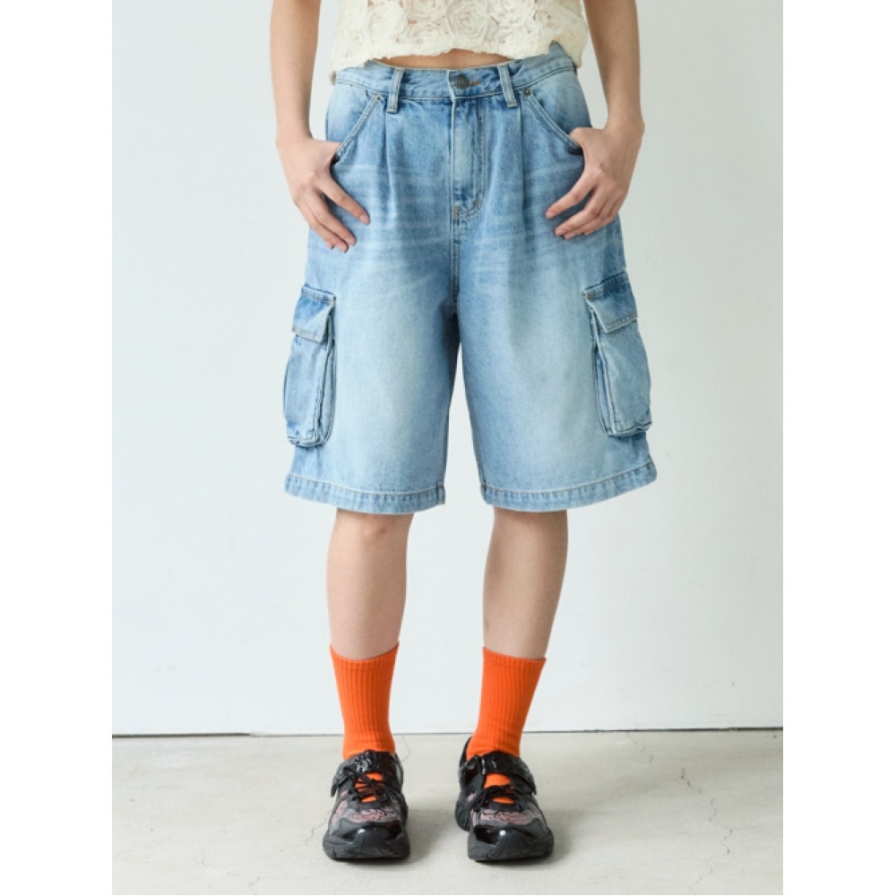 SIENNE カーゴデニムショーツ（ブルー）