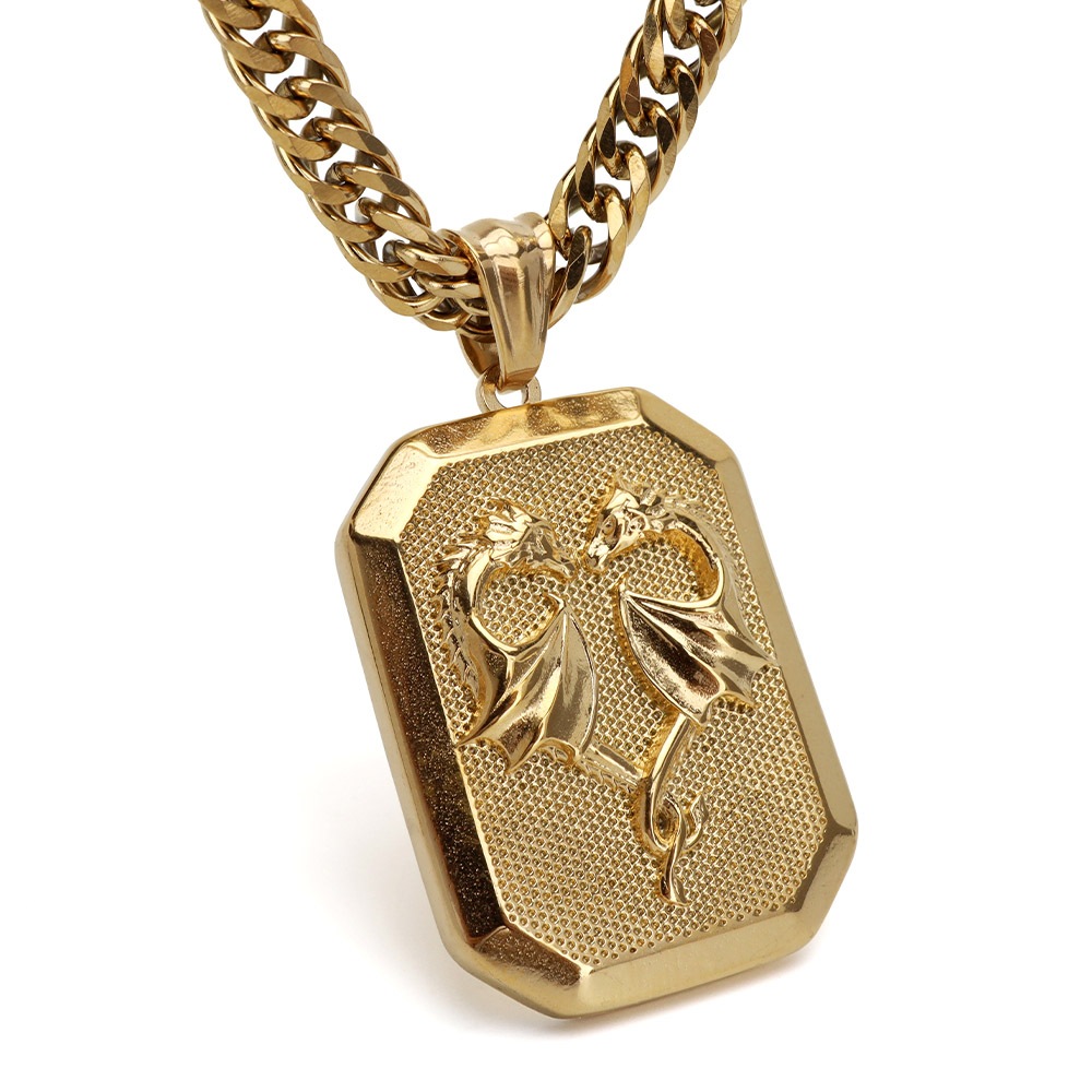 ステンレス メダイネックレス ダブル喜平 [n1038]