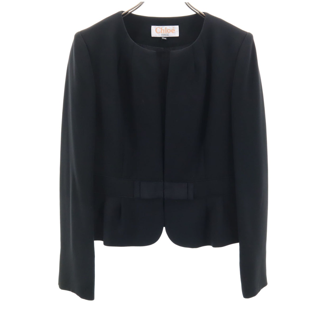 日本製 ノーカラージャケット 11AR ブラック レディース 古着 7,157円