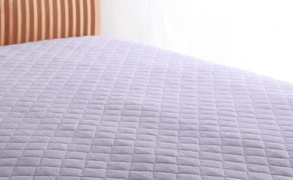 20色から選べる！お買い得同色2枚セット！ザブザブ洗えて気持ちいい！コットンタオルのパッド/シーツ [パッド一体型ボックスシーツのみ] キング ラベンダー