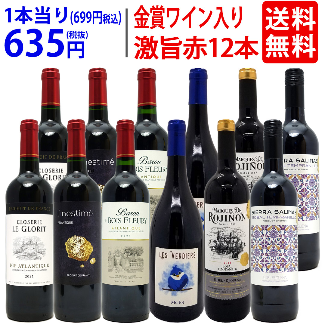 ワイン ワインセット ワイン誌高評価蔵や金賞蔵ワインも入った激旨赤１２本セット 飲み比べセット ギフト (6種類各2本) 大人気 8大セット ^W0AKB7SE^