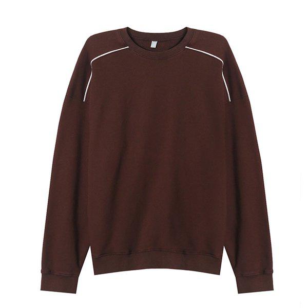 メンズショルダーラインラウンド長袖マンツーマンTシャツ AC-TSA-Q030-ブラウン