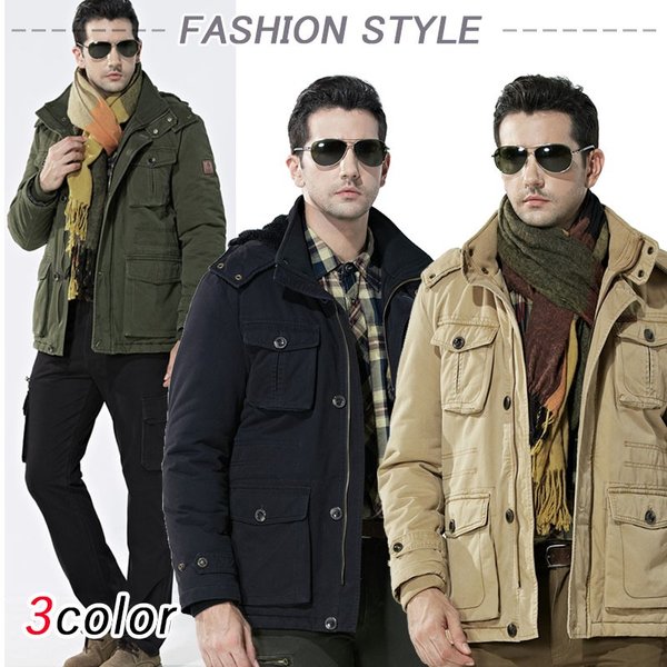 ミリタリージャケット メンズ アウター フード付 コート アウター 春秋冬 防寒ウェア フリース コ