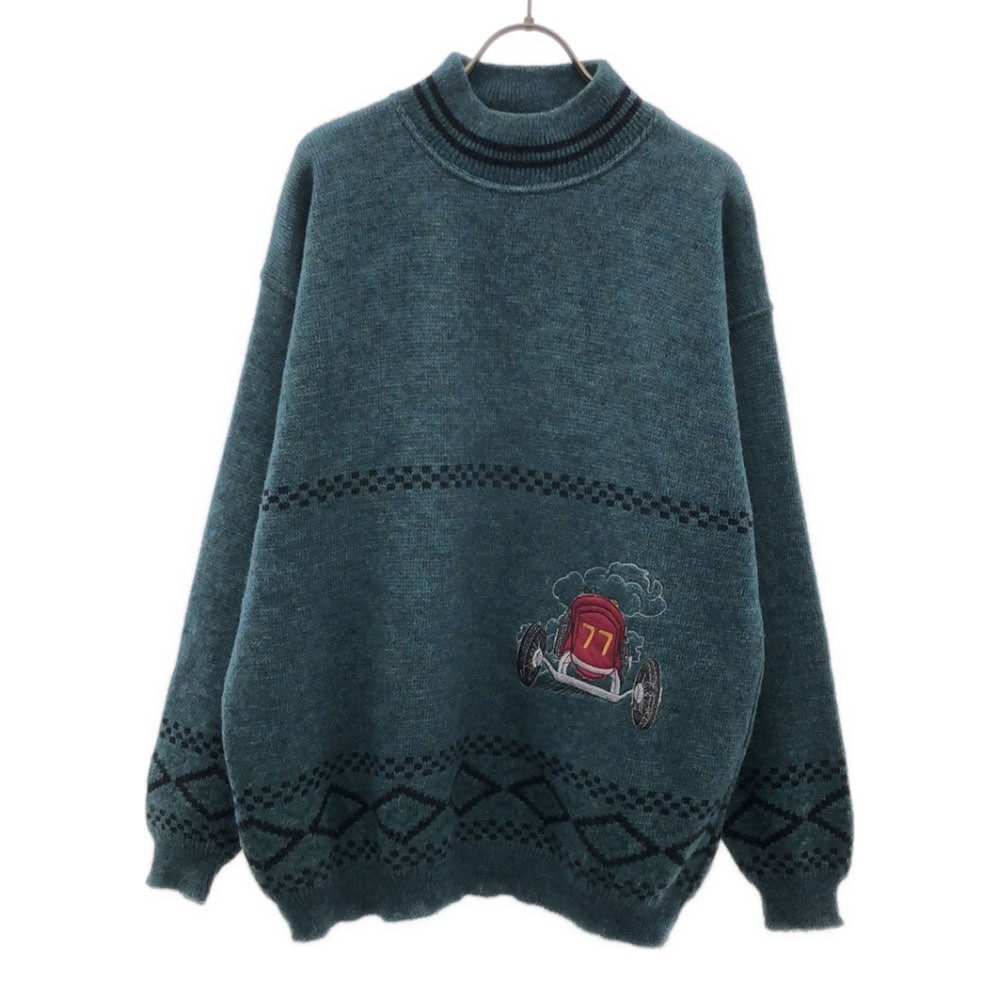 1246BURBERRY希少ロゴ刺繍長袖ニットセーター緑90s英国製メリノウール DIOR ロゴ刺繍ニットセーター アップルグリーン｜VINTAGE QOO