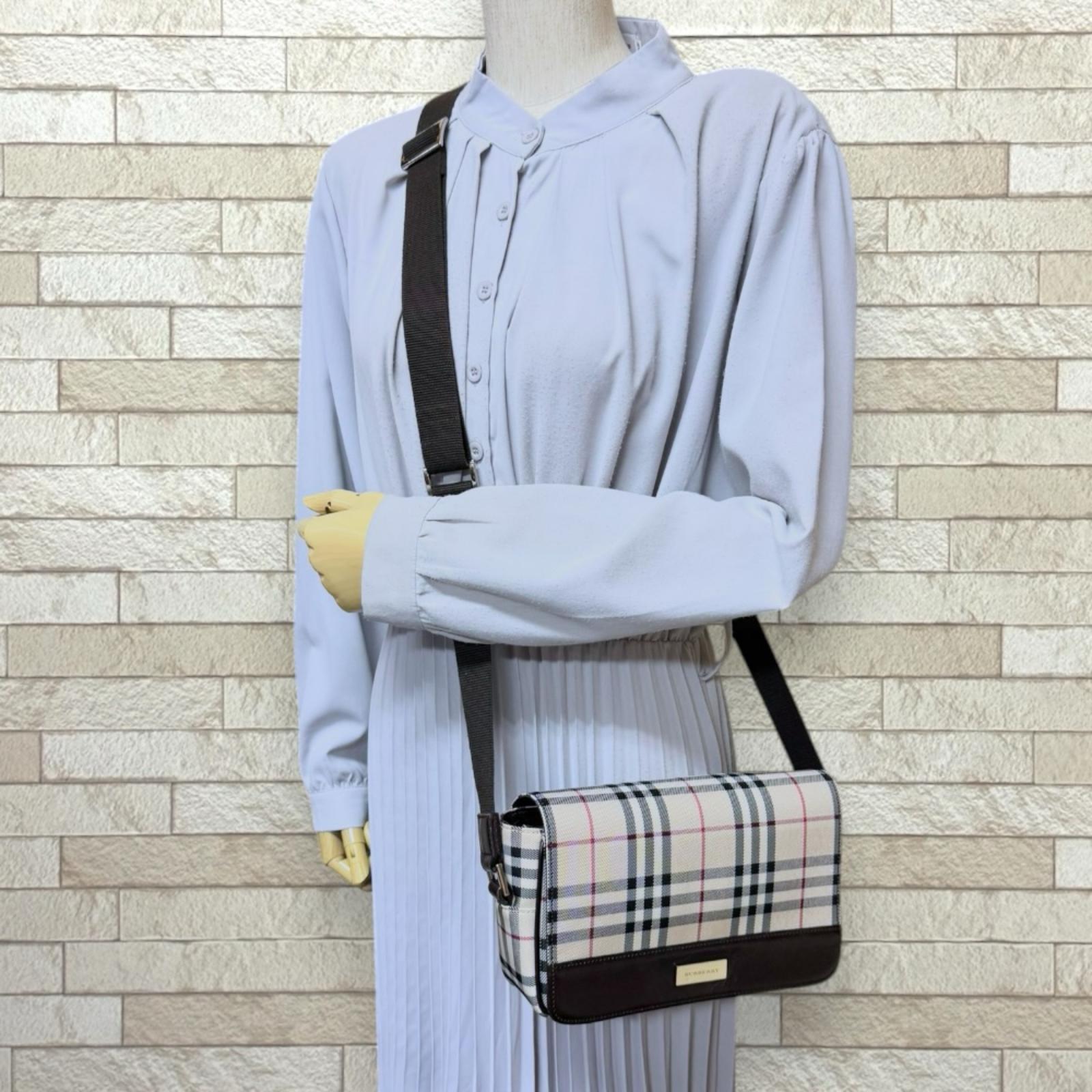 バーバリー ノバチェック ショルダーバッグ キャンバス ベージュ BURBERRY 中古