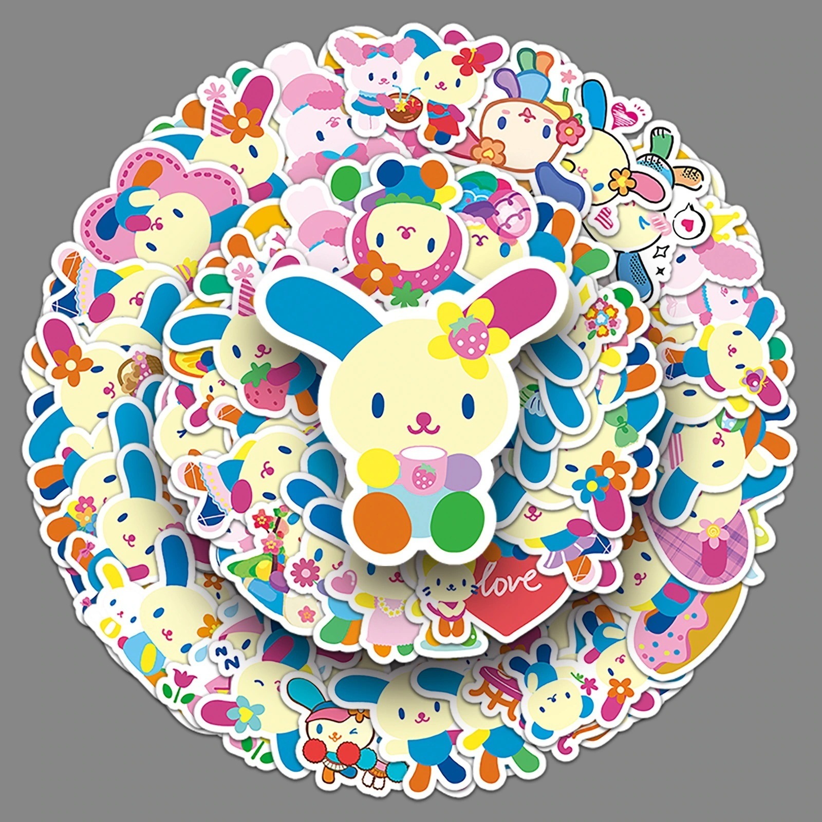 【あなたの好きな漫画】フラワーバニー漫画ステッカー50枚かわいいサンリオウサハナ携帯電話接着剤文具小さな餅ステッカー