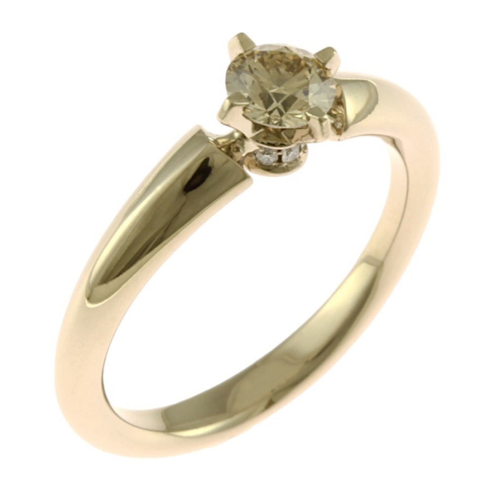 カシケイ ソリティア リング 指輪 9号 18金 K18ゴールド ブラウンダイヤモンド KASHIKEY 中古 美品