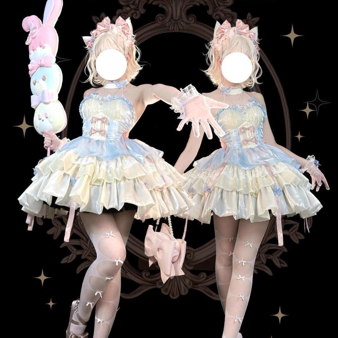 ロリータドレス 愛神の約束 ロリータワンピース かわいい ポンポンスカート プリンセススカート ワンピース