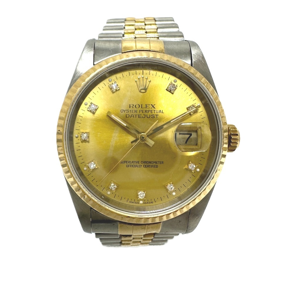 腕時計 16233G デイトジャスト 10Pダイヤ 自動巻き SS/YG シルバー