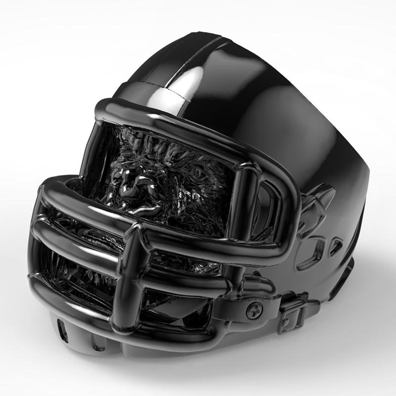 ブラックアメリカンフットボールゴリラステンレスリング（LRC112）指輪 男性 アメフト プレゼント