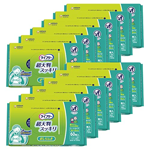ライフリー 大人用おしりふき 超大判スッキリ 720枚(60枚12) 20cm 25cm [ケース品]