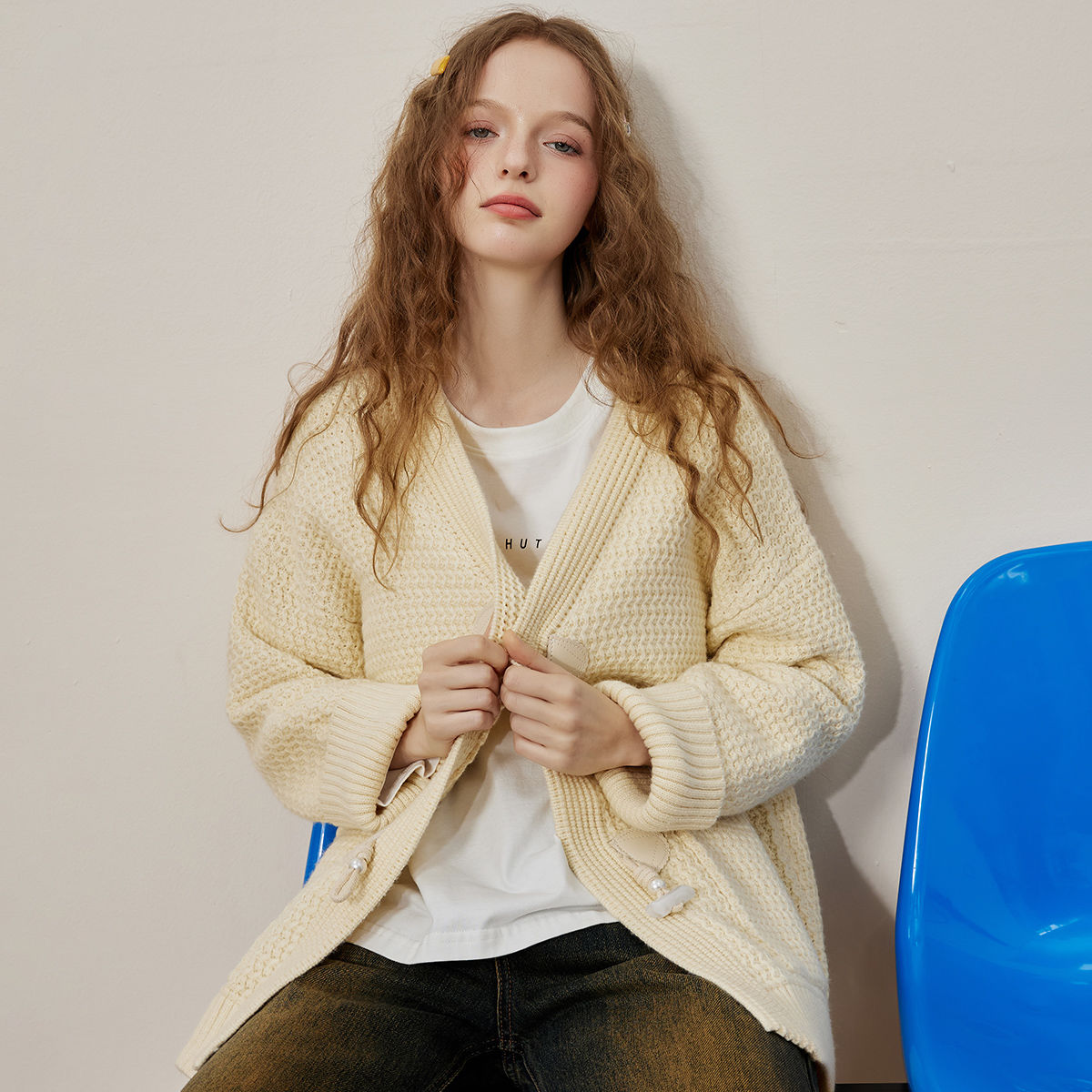 無地ジャンパーカーディガンジャケット2025春と秋の新しい小さな新鮮なニットセーター甘いルーズエイジングトップス