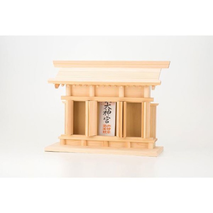 神棚 棚板一体型 通し屋根三社 神具セット S-4993896903899