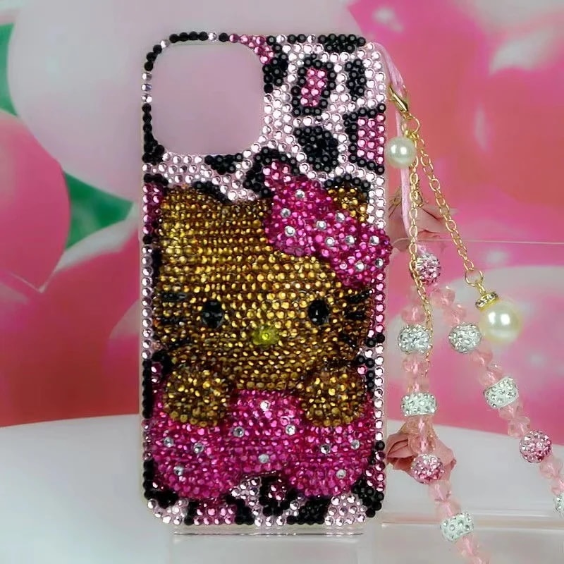 (8月入荷)かわいい キティー ちゃん ラインストーン iphoneケース キラキラ iPhone12 mini iphone14/13 /11pro ハローキティ