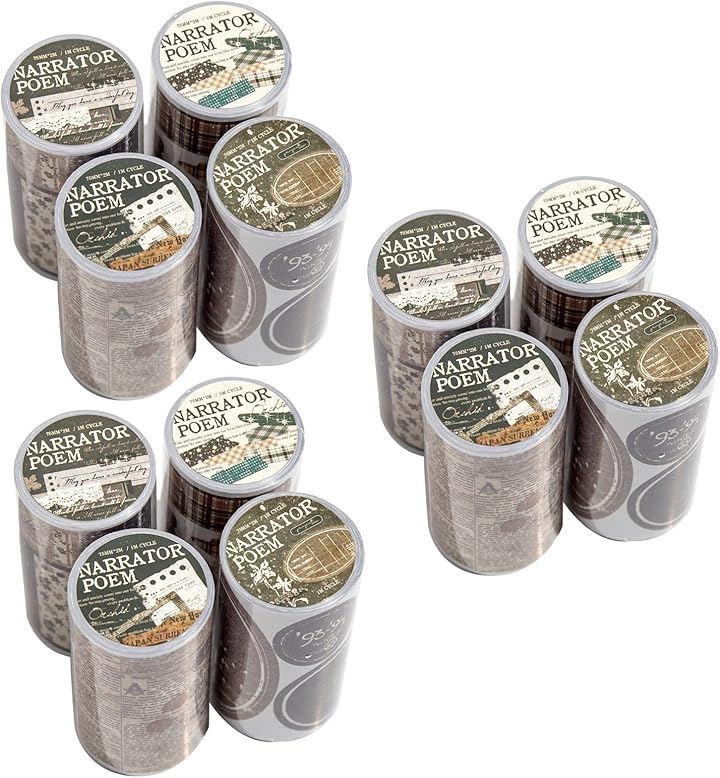 物語 ダイカット マスキング テープ 英語 レトロ 日記 手帳 スクラップ コラージュ (3 セット)