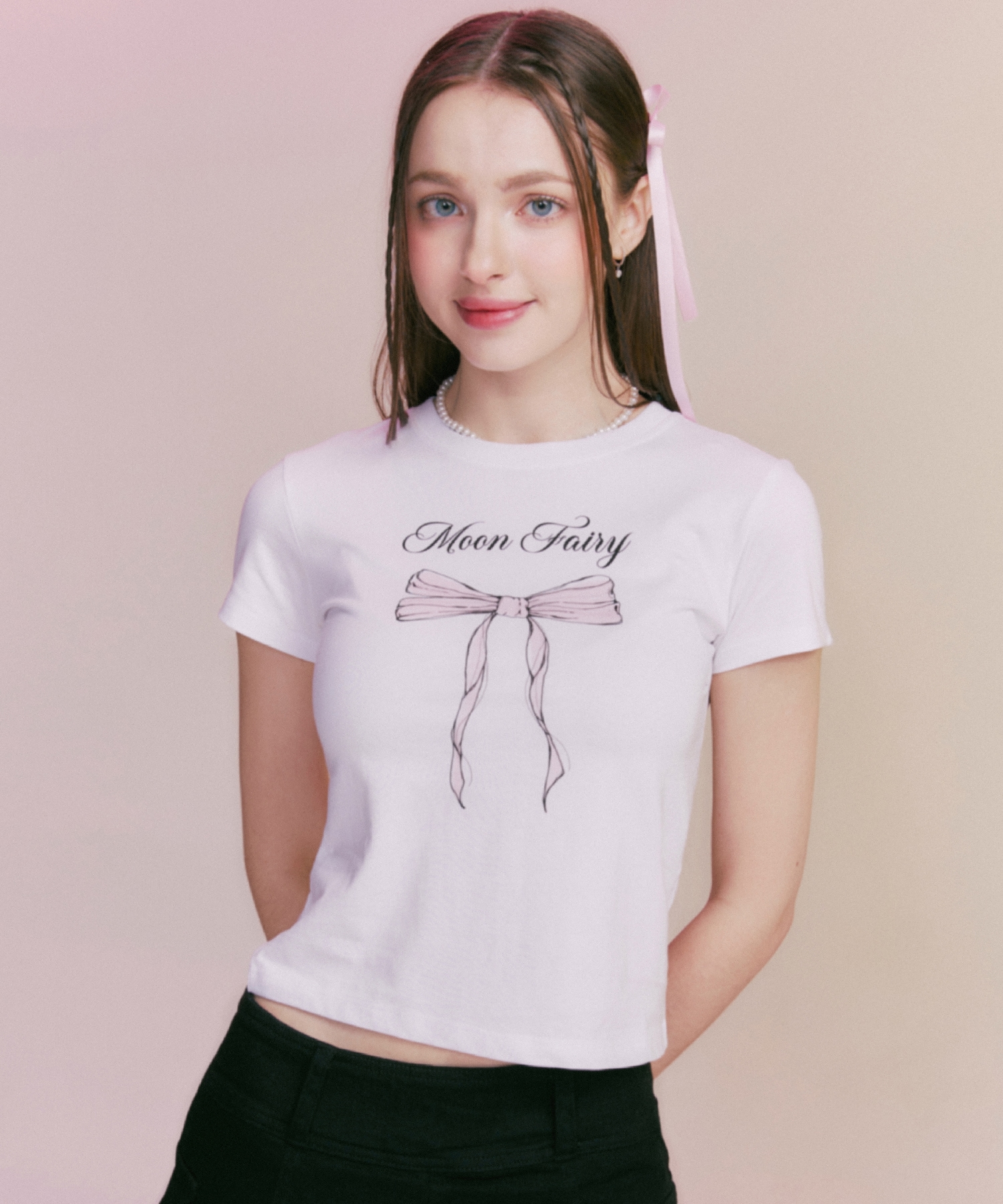 MF BEAUTE RIBBON TEE-WHITE