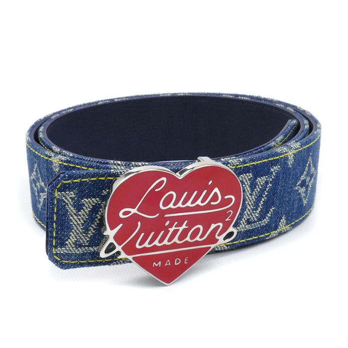 LOUIS VUITTON ルイ・ヴィトン × Nigo サンチュール LVハート ベルト ブルー M0465 BC3281 ユニセックス 中古 美品