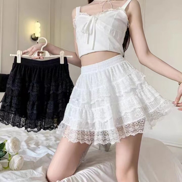 【1つ買うと10つ無料】夏のためのメッシュケーキスカート薄い汎用レースパンツアンチエッジュール3ポイント通気バレエスタイルハーフボディスカート 41,431円