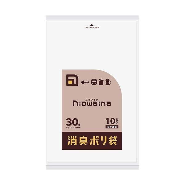 (まとめ) 日本サニパック ニオワイナ消臭袋 白半透明 30L SS30 1パック(10枚) (×20セット)