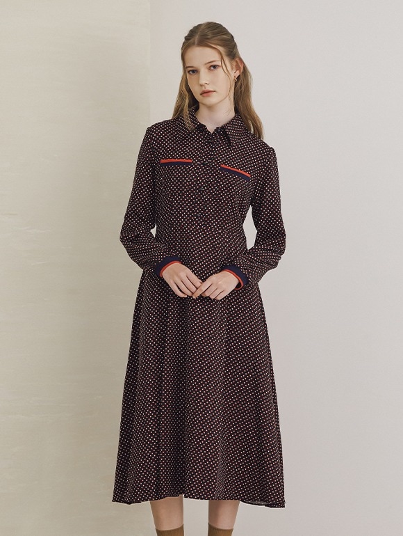 [55-66]リップ配色プリントベルテッドワンピース(QY9OP02)