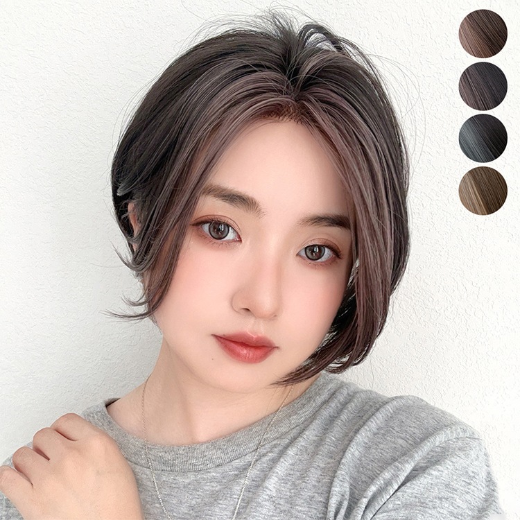 新作「 部分手植え ミストバング ショート 」 ウィッグ ショート ボブ ショートボブ 自然 フルウィッグ フロントレース 前髪なし ウイッグ レディース かつら 女性 医療用ウィッグ バレない 黒髪