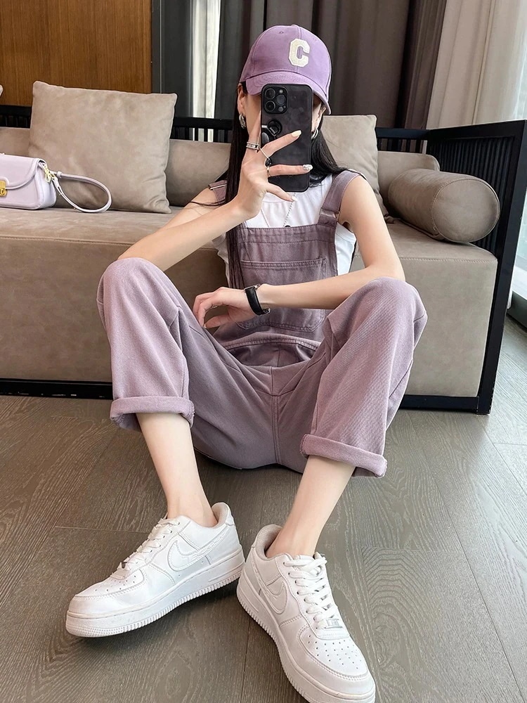 着痩せ サロペット デニムのサロペット夏の薄手のゆったりとした減齢 百掛け 新作