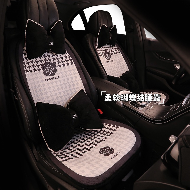 2025 シンプルカーシートクッションオールシーズンハーフパックシートカバー女性用冬シングルピースカーシートクッション