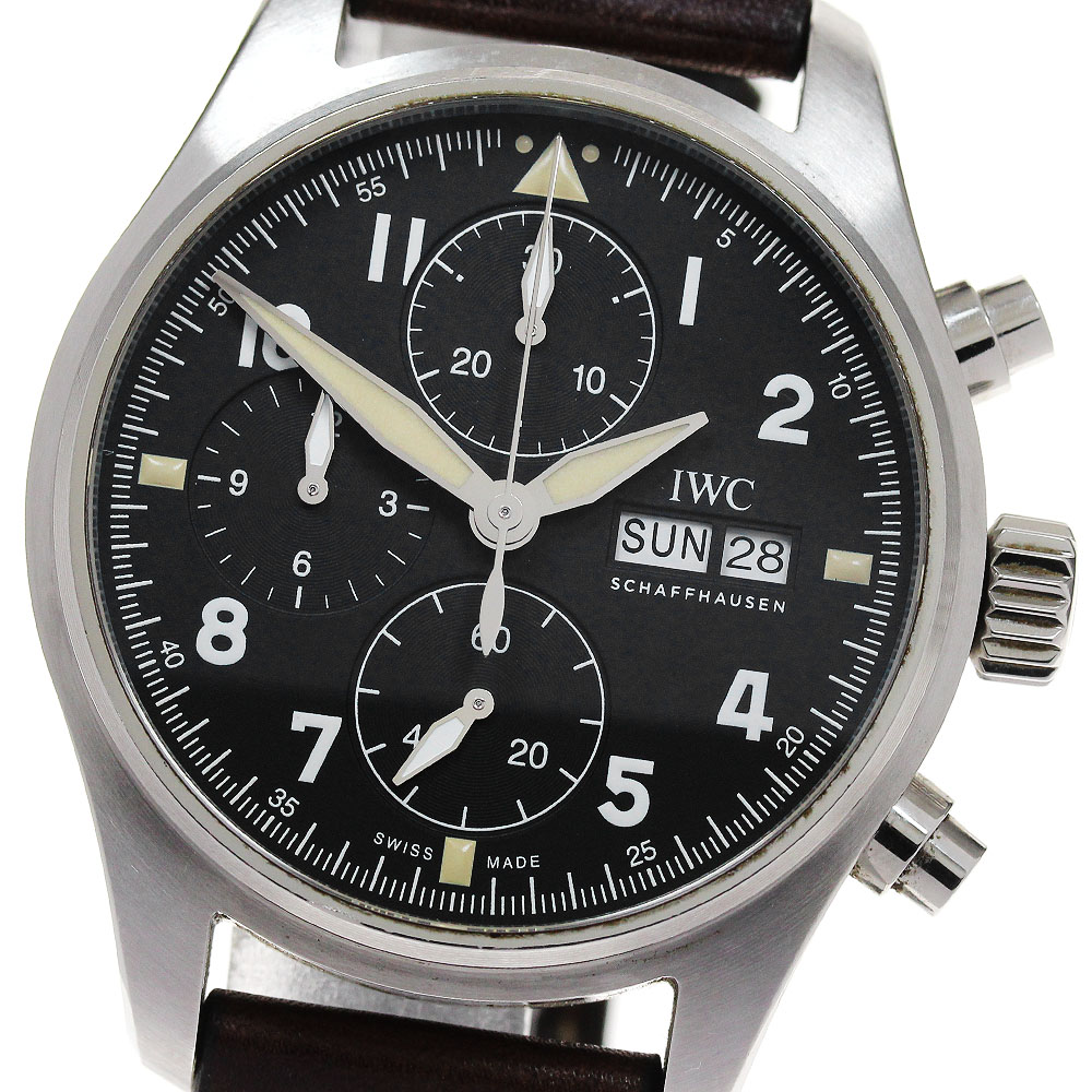 IWC SCHAFFHAUSEN IW387903 パイロットウォッチ スピットファイア クロノグラフ デイデイト 自動巻き メンズ _845733【中古】