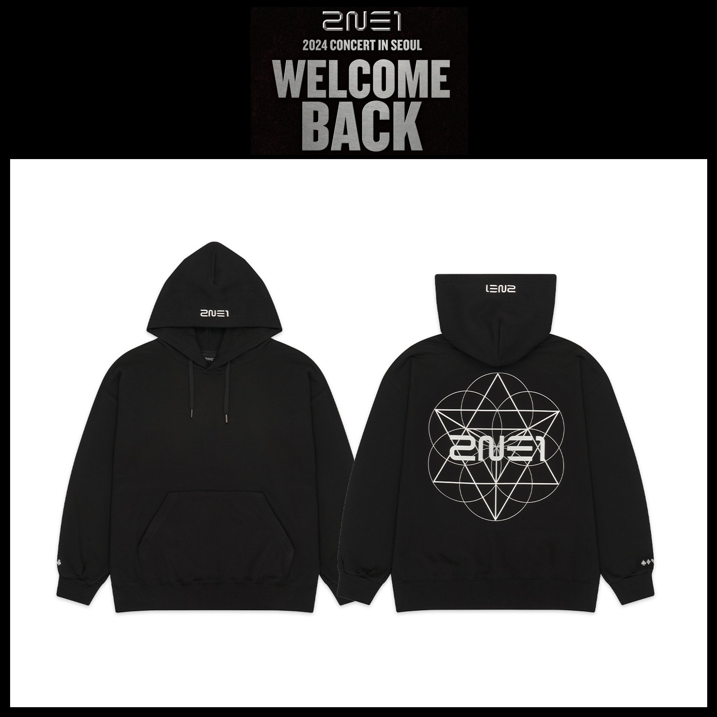 【国内発送】 【公式】 2NE1 【 SYMBOL HOODIE BLACK 】 WELCOME BACK 15周年 2024 CONCERT IN SEOUL 公式MD