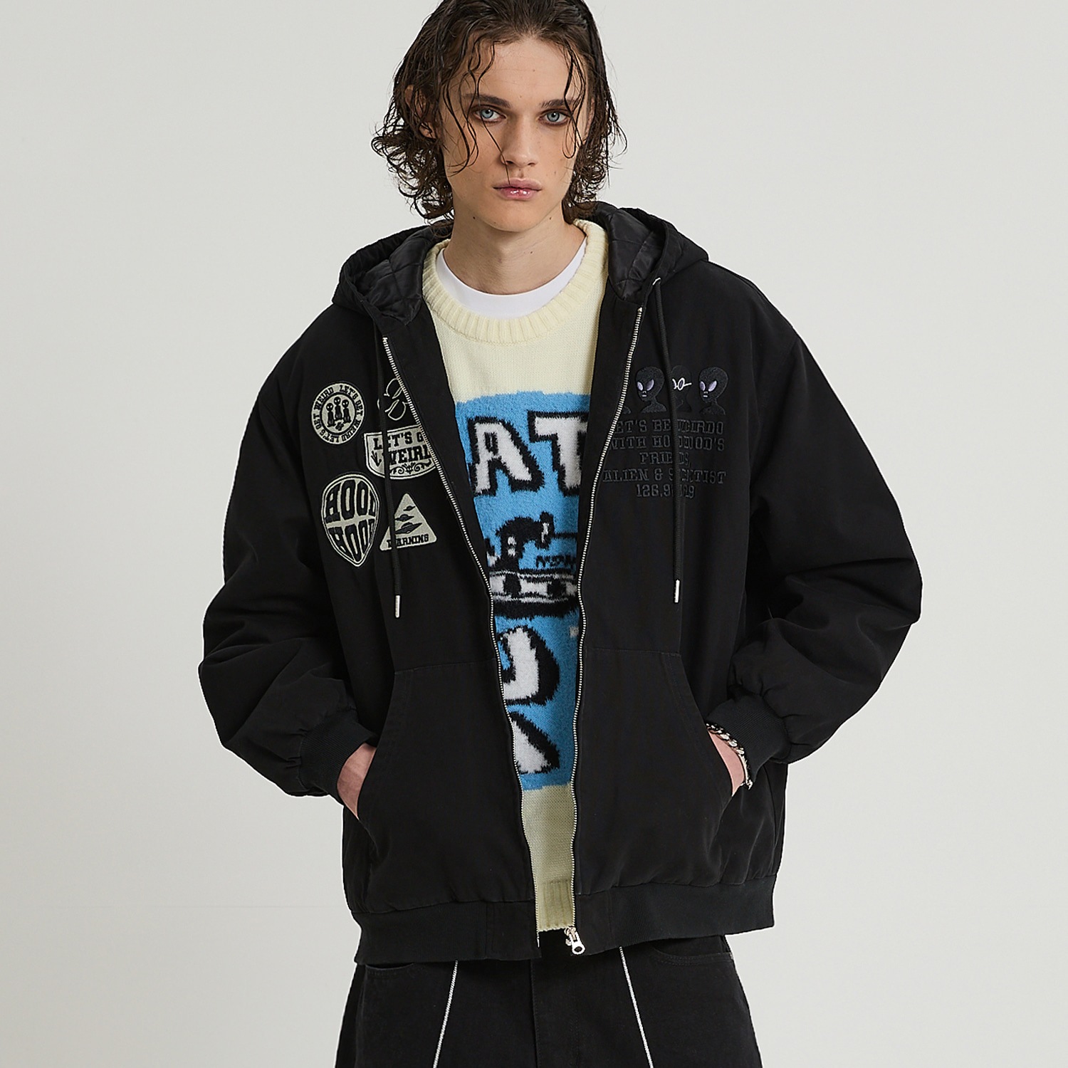 Alien Padded Washing Hood Jumper DUST BLACK 17,854円