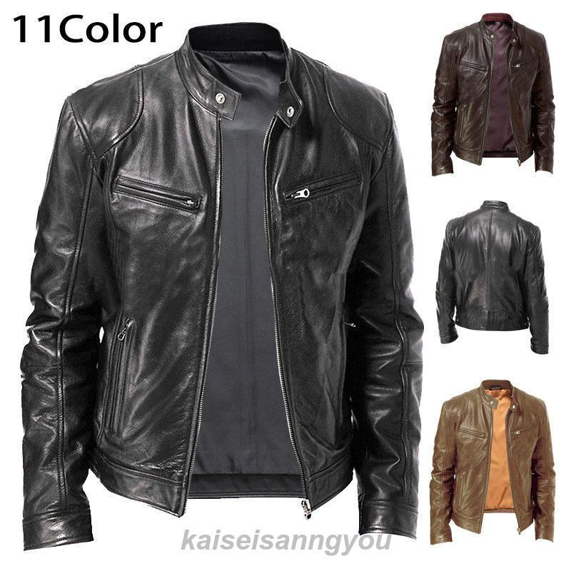 最安値挑戦 革ジャン レザージャケット メンズライダースジャケット アウター バイク フェイクレザー ライダースジャケット 11色