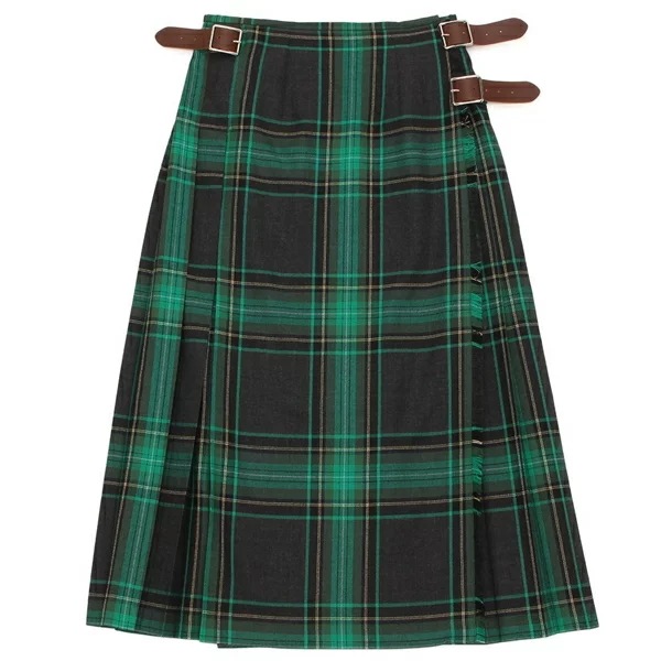 スカート ファッションロングキルト 81cm グリーン マルチカラー レディース 12481