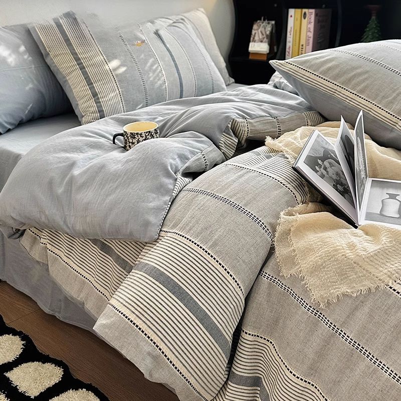 綿洗いコットンジャガードベッド4点セット2024純綿掛け布団カバーシーツベッドシーツベッドン