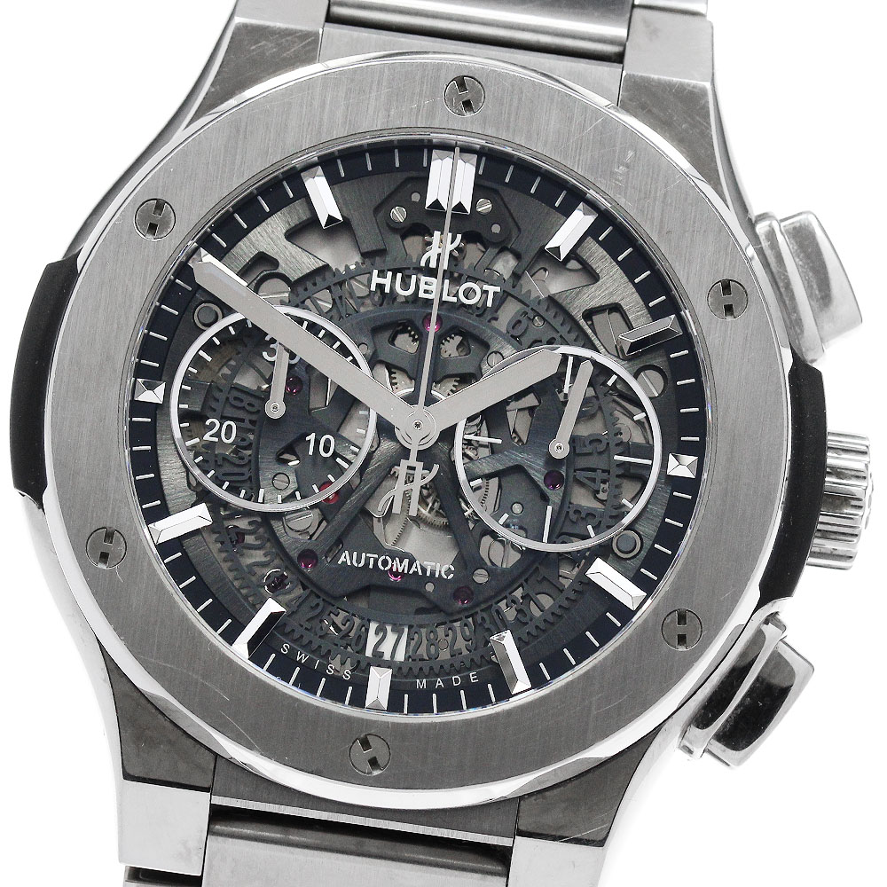 ウブロ HUBLOT 528.NX.0170.NX クラシックフュージョン アエロフュージョン クロノグラフ チタニウム 自動巻き メンズ 保証書付き_861836【中古】