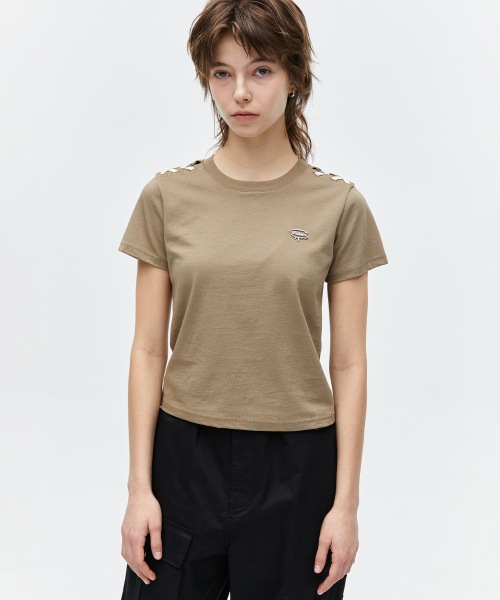 FALLETT リボンショートスリーブ T シャツカーキ