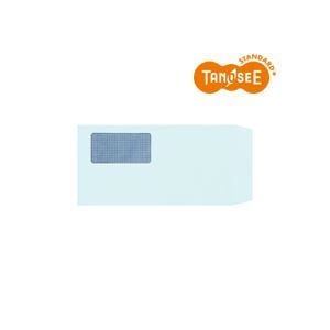 TANOSEE 窓付封筒 裏地紋付 長3 80g/m2 ブルー 業務用パック 1箱（1000枚）