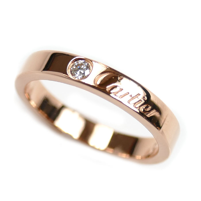 CARTIER カルティエ K18PG ピンクゴールド エングレーブド 1P ダイヤ リング・指輪 B4086449 ダイヤモンド 9号 49 3.5g レディース 中古 美品 47,880円