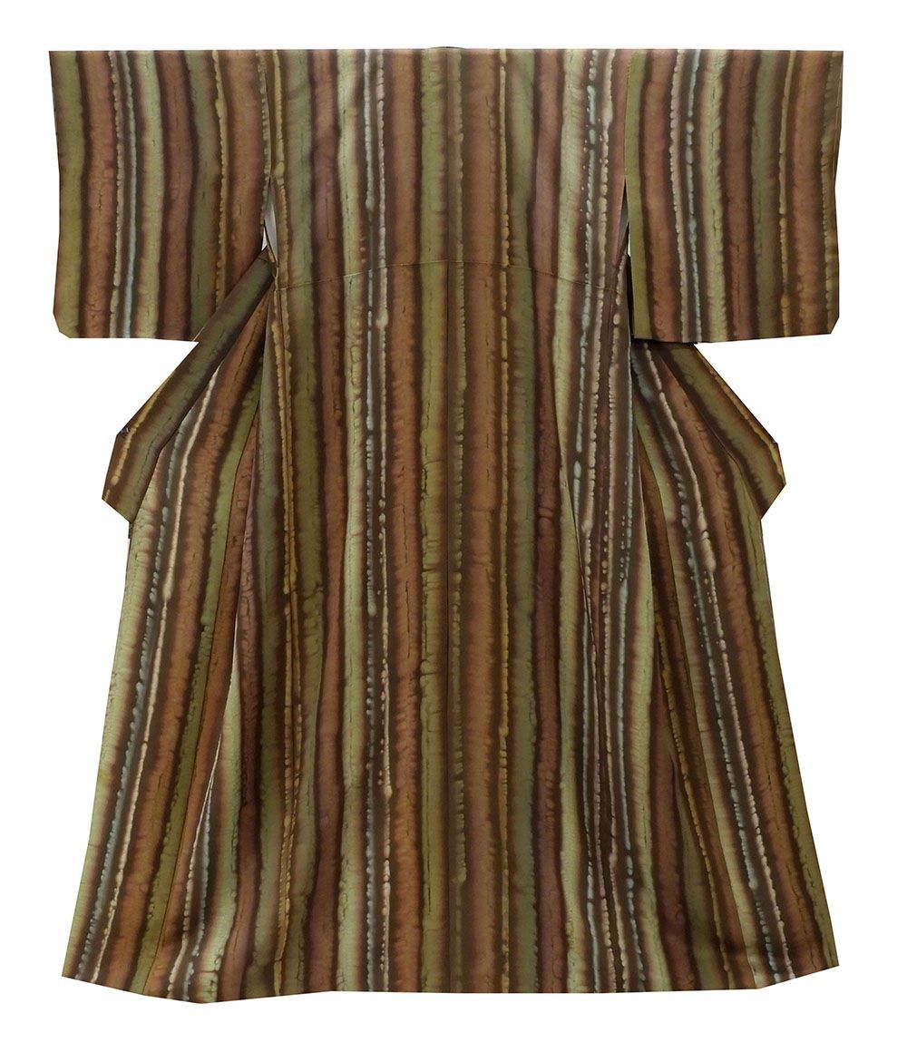 小紋 未着用 正絹 幾何縞ぼかし模様 身丈160cm 裄丈64.5cm 小紋 未使用 着物 c0132