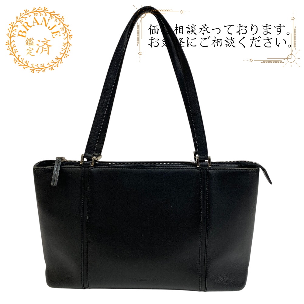 ノバチェック レザー トートバッグ ブラック ブランド